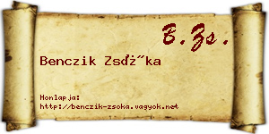 Benczik Zsóka névjegykártya